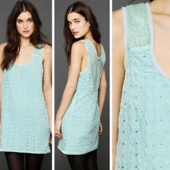Seafoam Green Free People Sequin Dress NWOT - Picture 1 of 5